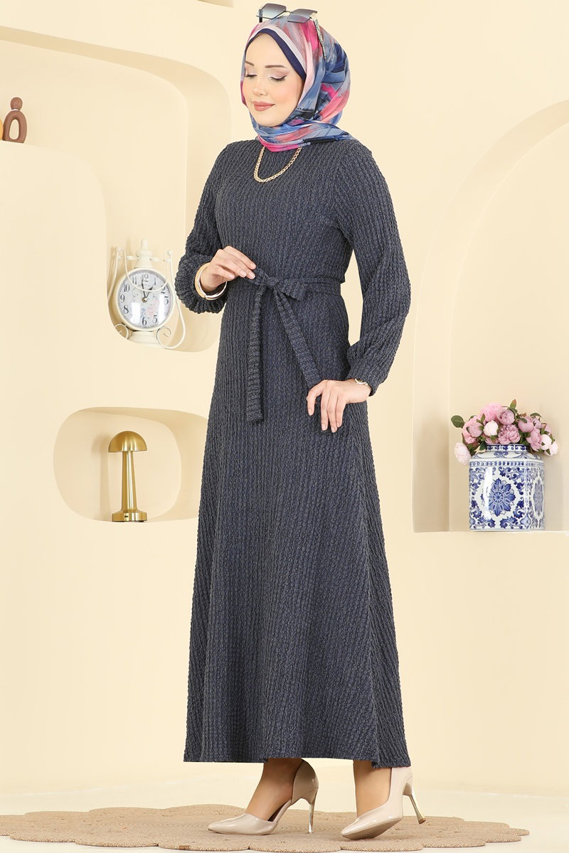 Kuşak Detaylı Bürümcük Elbise 4575ERK1158 Laci