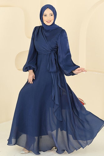 moda selvim Kuşak Detaylı Şık Abiye 6219BSK463 Laci - Thumbnail