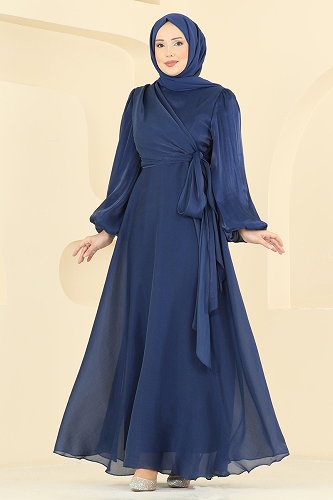 moda selvim Kuşak Detaylı Şık Abiye 6219BSK463 Laci - Thumbnail