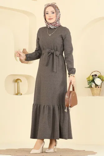 P.R.M. - Kuşak Detaylı Tivit Elbise 702PM271 Koyu Vizyon