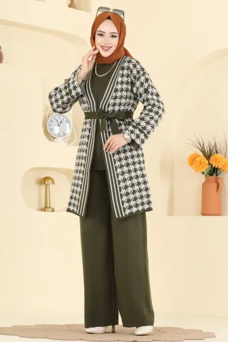 K.L.B. - Kuşak Detaylı Üçlü Takım 2893KLB1050 Haki