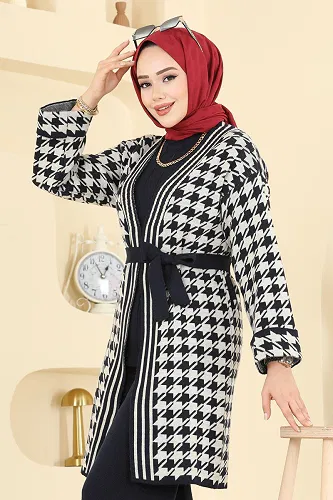 moda selvim Kuşak Detaylı Üçlü Takım 2893KLB1050 Laci - Thumbnail