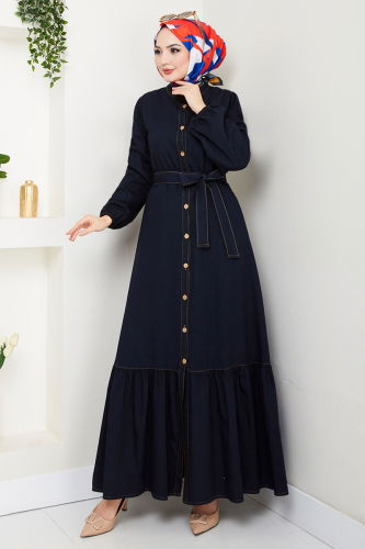 MRV M.T.S. - Kuşaklı Kot Elbise 25022MTS1095-M Siyah