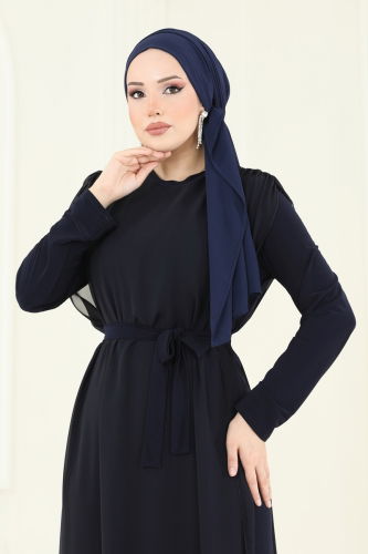 moda selvim Kuşaklı Şifon Tulum 5686EDF311 Laci - Thumbnail
