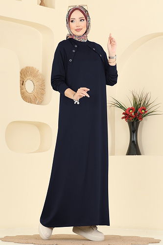 moda selvim Kuşgözü Detaylı Kristal Elbise 3455UZ662 Laci - Thumbnail