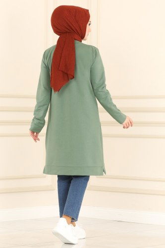 moda selvim Kuşgözü Detaylı Spor Tunik 8842AYD574 Mint - Thumbnail
