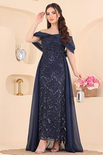 moda selvim Kuyruk Detaylı Straplez Abiye 236DMNK1166 Laci - Thumbnail