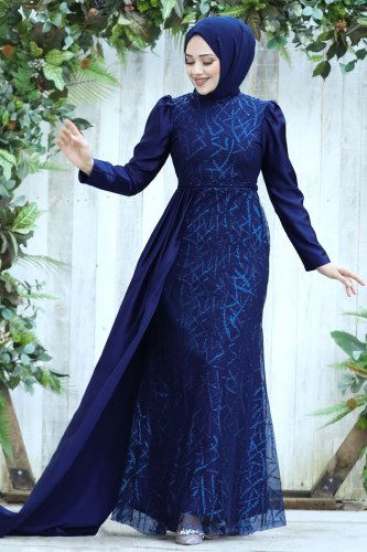 moda selvim Mahidevran Saten Abiye 6457YG95 Laci - Thumbnail