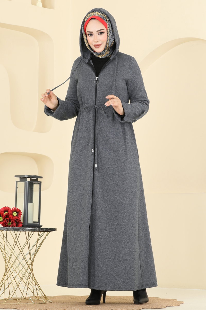 Manşet Tokalı Tivit Ferace 2012FON792 Antrasit - Moda Selvim