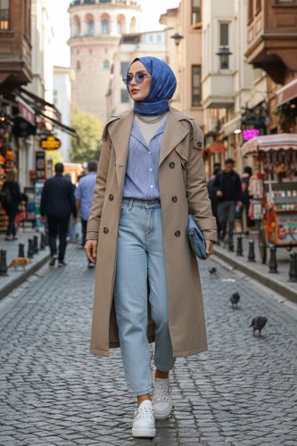 O.Z.T. - Manşeti Aksesuar Düğmeli Trençkot 043OZT1013 Taş