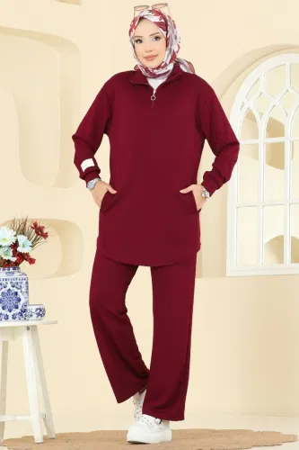 A.Y.D. - Manşeti Armalı Modal Takım 2740AYD574 Bordo