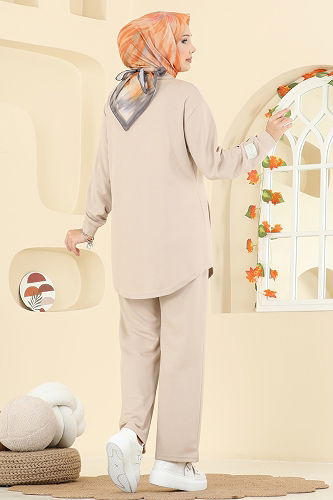 moda selvim Manşeti Armalı Modal Takım 2740AYD574 Taş - Thumbnail