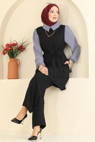 P.L. - Manşeti Bağcıklı Aerobin Takım PL9172 Siyah&Antrasit