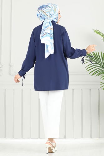 moda selvim Manşeti Bağcıklı Tunik 4101PM271 Laci - Thumbnail