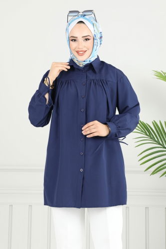moda selvim Manşeti Bağcıklı Tunik 4101PM271 Laci - Thumbnail