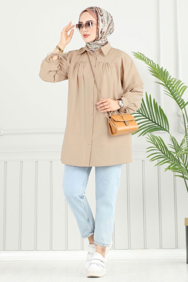 Modaselvim Tunik Manşeti Bağcıklı Tunik 4101PM271 Vizyon