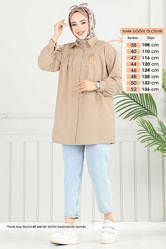moda selvim Manşeti Bağcıklı Tunik 4101PM271 Vizyon - Thumbnail