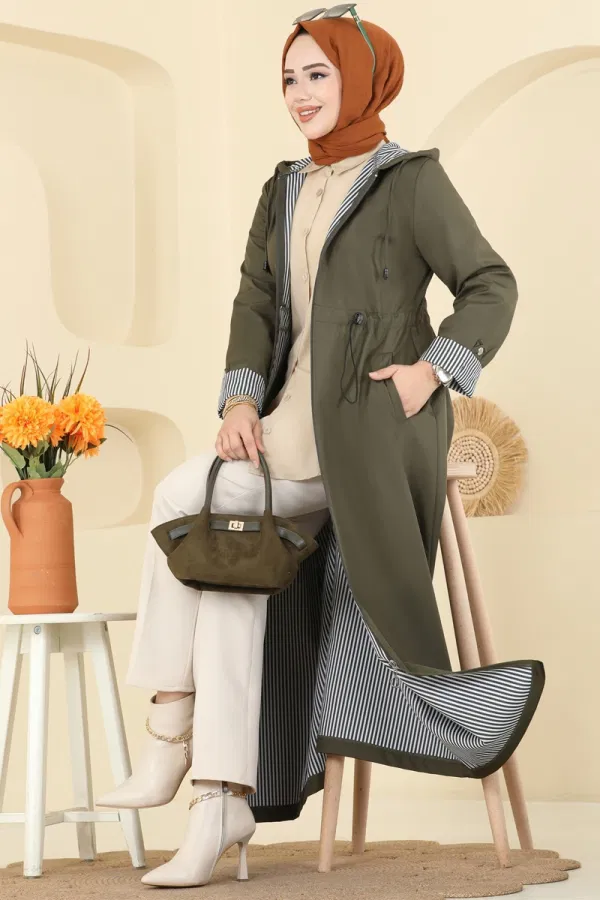 Modaselvim Ferace Manşeti Çıtçıtlı Bondit Ferace 1401ORG1169 Haki