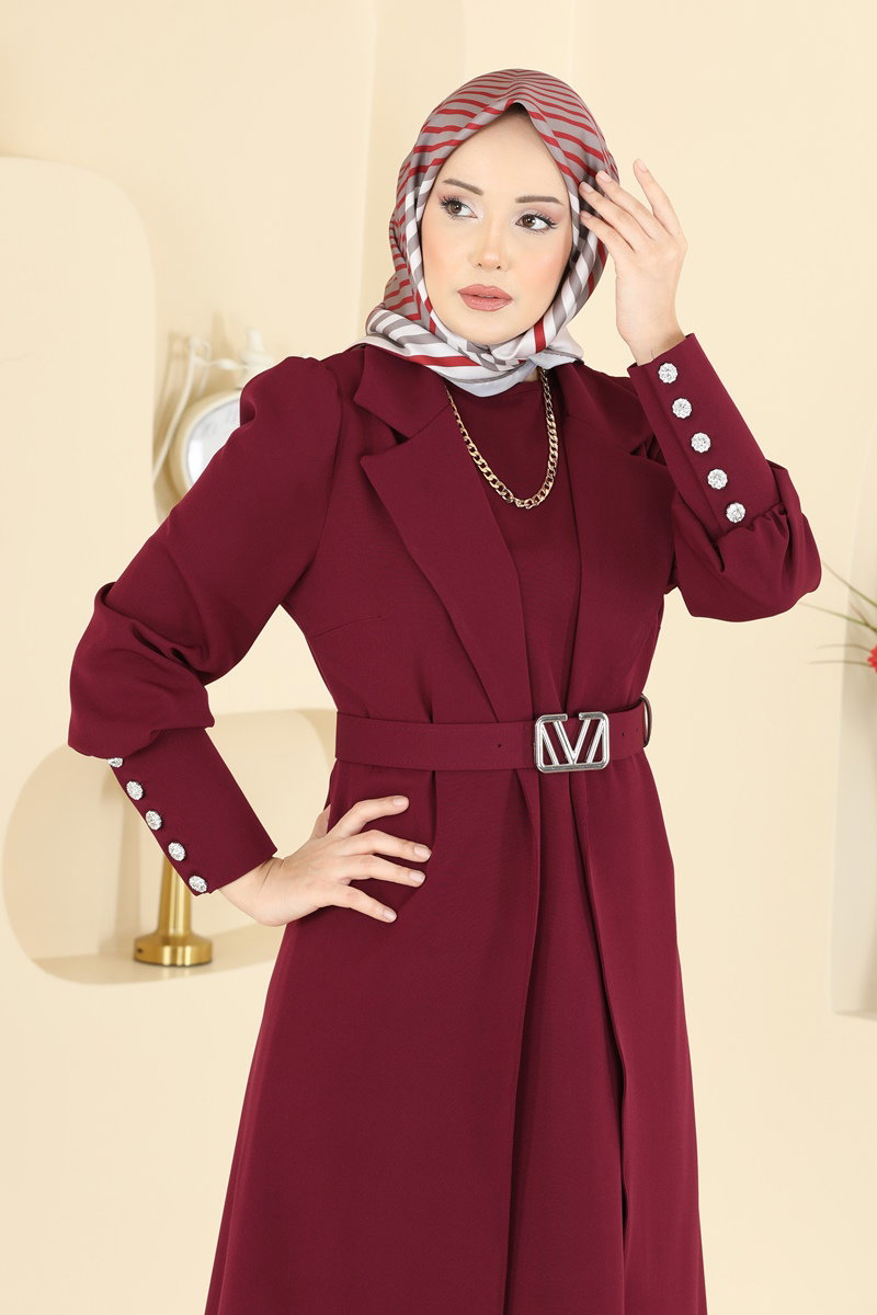 Manşeti Düğmeli 2 li Takım 2822SL432 Bordo