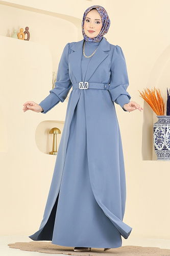 moda selvim Manşeti Düğmeli 2 li Takım 2822SL432 Mavi - Thumbnail