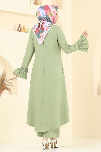 moda selvim Manşeti Fırfırlı Sofia Takım 2702SL432 Çağla - Thumbnail