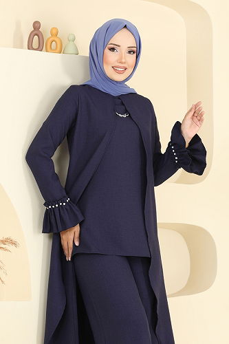 moda selvim Manşeti Fırfırlı Sofia Takım 2702SL432 Laci - Thumbnail