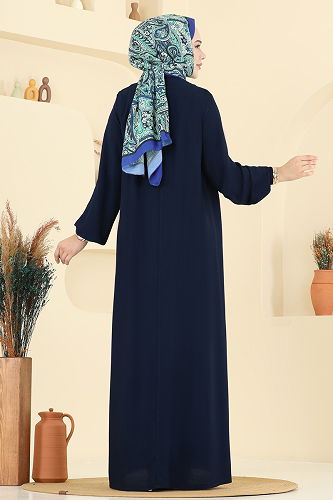 moda selvim Manşeti Lastik Detaylı Elbise 7103ERK1158 Laci - Thumbnail