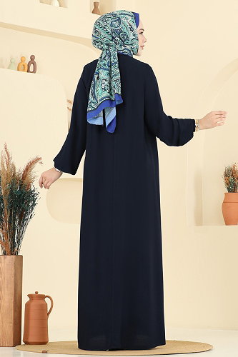 moda selvim Manşeti Lastik Detaylı Elbise 7103ERK1158 Laci - Thumbnail