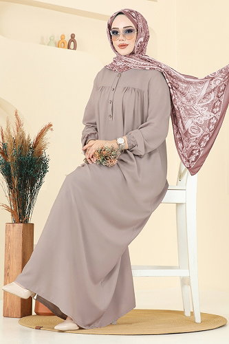 moda selvim Manşeti Lastik Detaylı Elbise 7103ERK1158 Vizyon - Thumbnail