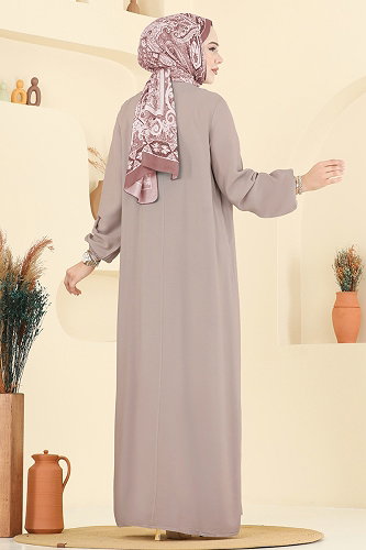 moda selvim Manşeti Lastik Detaylı Elbise 7103ERK1158 Vizyon - Thumbnail