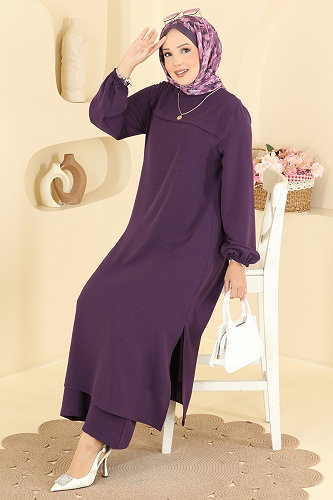 moda selvim Manşeti Lastikli 2 li Takım 3040SMD1186 Mor - Thumbnail