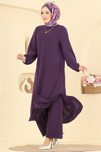 moda selvim Manşeti Lastikli 2 li Takım 3040SMD1186 Mor - Thumbnail