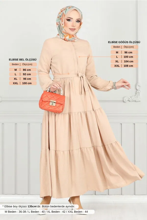 Modaselvim SEPETTE NET %20+%20 İNDİRİM Manşeti Lastikli Aerobin Elbise 6094TGE913-M Vizyon