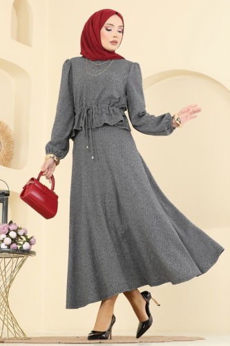 U.K.B.K. - Manşeti Lastikli Balıksırtı Takım 24080UKBK1160 Gri