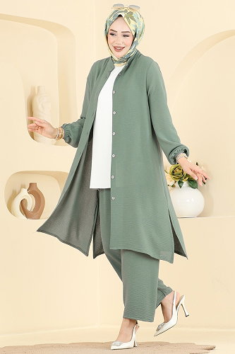 moda selvim Manşeti Lastikli Düğmeli 2 li Takım 2601BMK1214 Mint - Thumbnail