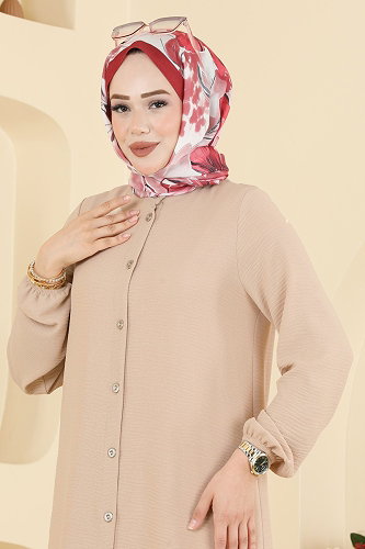 moda selvim Manşeti Lastikli Düğmeli 2 li Takım 2601BMK1214 Taş - Thumbnail