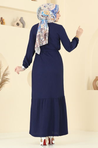 moda selvim Manşeti Lastikli Elbise 1510UZ662 Laci - Thumbnail