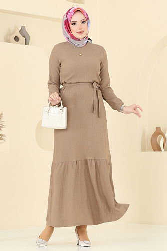 moda selvim Manşeti Lastikli Elbise 1510UZ662 Vizyon - Thumbnail