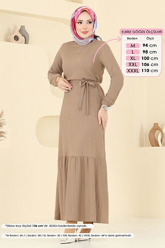 moda selvim Manşeti Lastikli Elbise 1510UZ662 Vizyon - Thumbnail