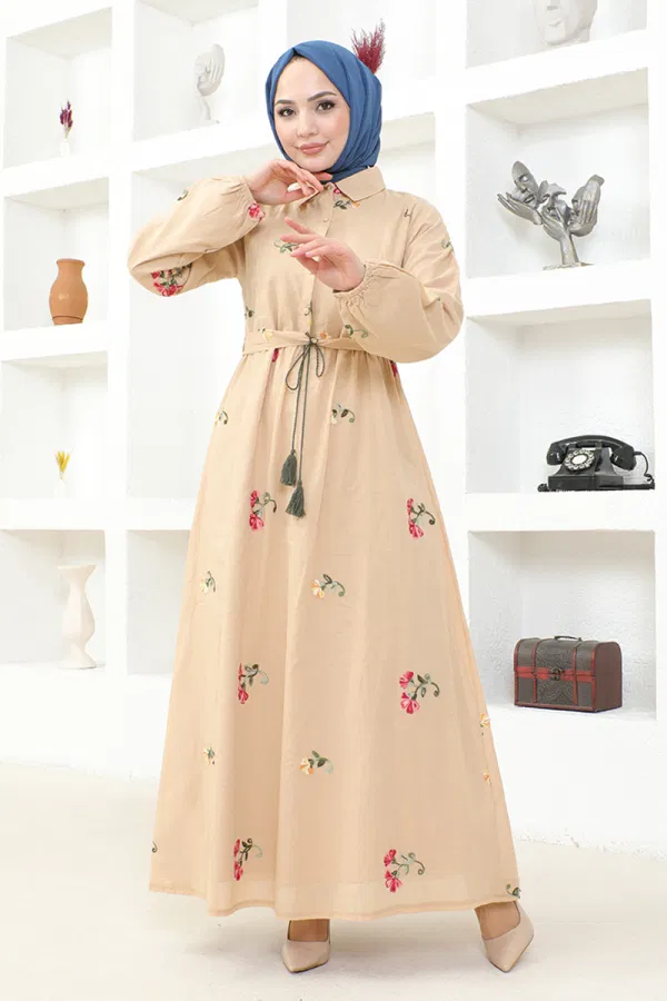 Modaselvim SEPETTE NET %20+%20 İNDİRİM Manşeti Lastikli Elbise FSH18039-M Vizyon