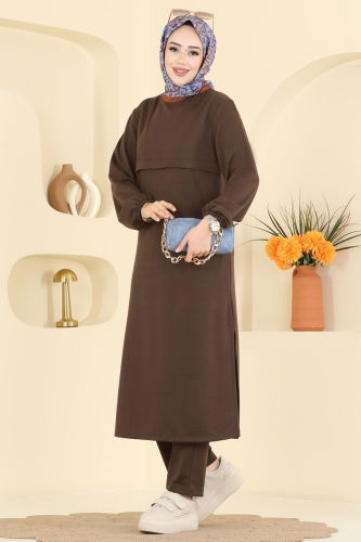 S.B.L. - Manşeti Lastikli İki İplik Takım 1914SBL832 Kahve