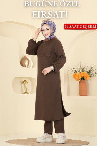 S.B.L. - Manşeti Lastikli İki İplik Takım 1914SBL832 Kahve