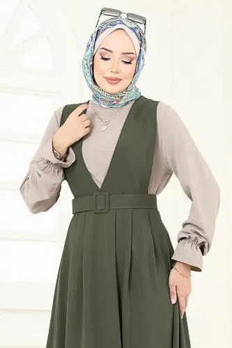 moda selvim Manşeti Lastikli Jile Takım 9152PL940-M Açık Vizyon&Haki - Thumbnail