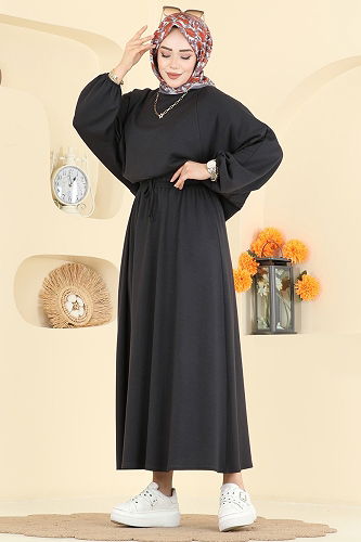 moda selvim Manşeti Lastikli Modal Takım 2607ERK1158 Antrasit - Thumbnail