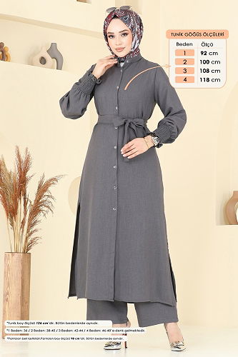 moda selvim Manşeti Lastikli Takım 809OZN1046 Antrasit - Thumbnail