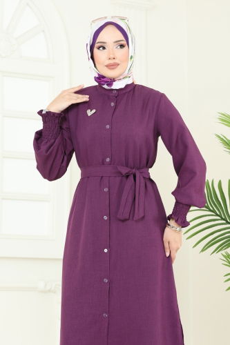 moda selvim Manşeti Lastikli Takım 809OZN1046 Mor - Thumbnail