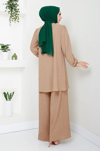 moda selvim Manşeti Lastikli Tesettür Takım 14685ZNK903-M Vizyon - Thumbnail