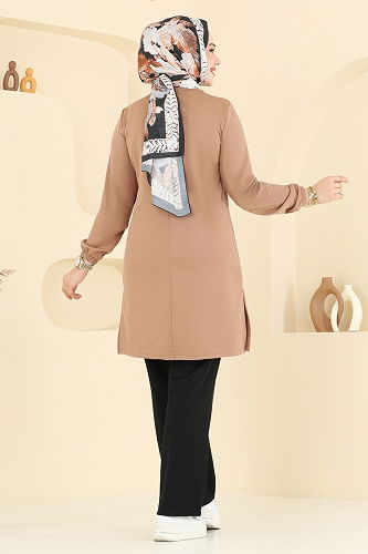 moda selvim Manşeti Lastikli Tesettür Takım 2670SL432 Koyu Vizyon&Siyah - Thumbnail