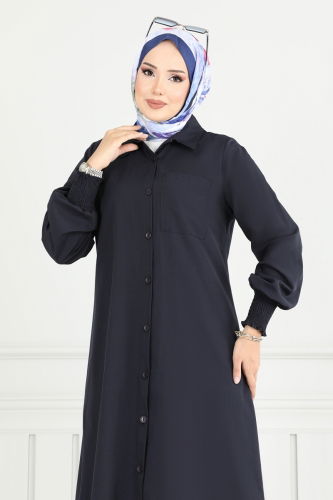 moda selvim Manşeti Lastikli Tesettür Tunik 282ASN888 Laci - Thumbnail