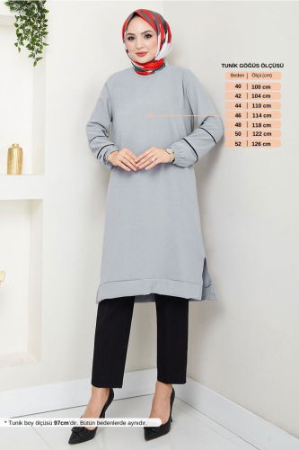 MRV B.O. - Manşeti Lastikli Tunik 180BO1060-M Gri